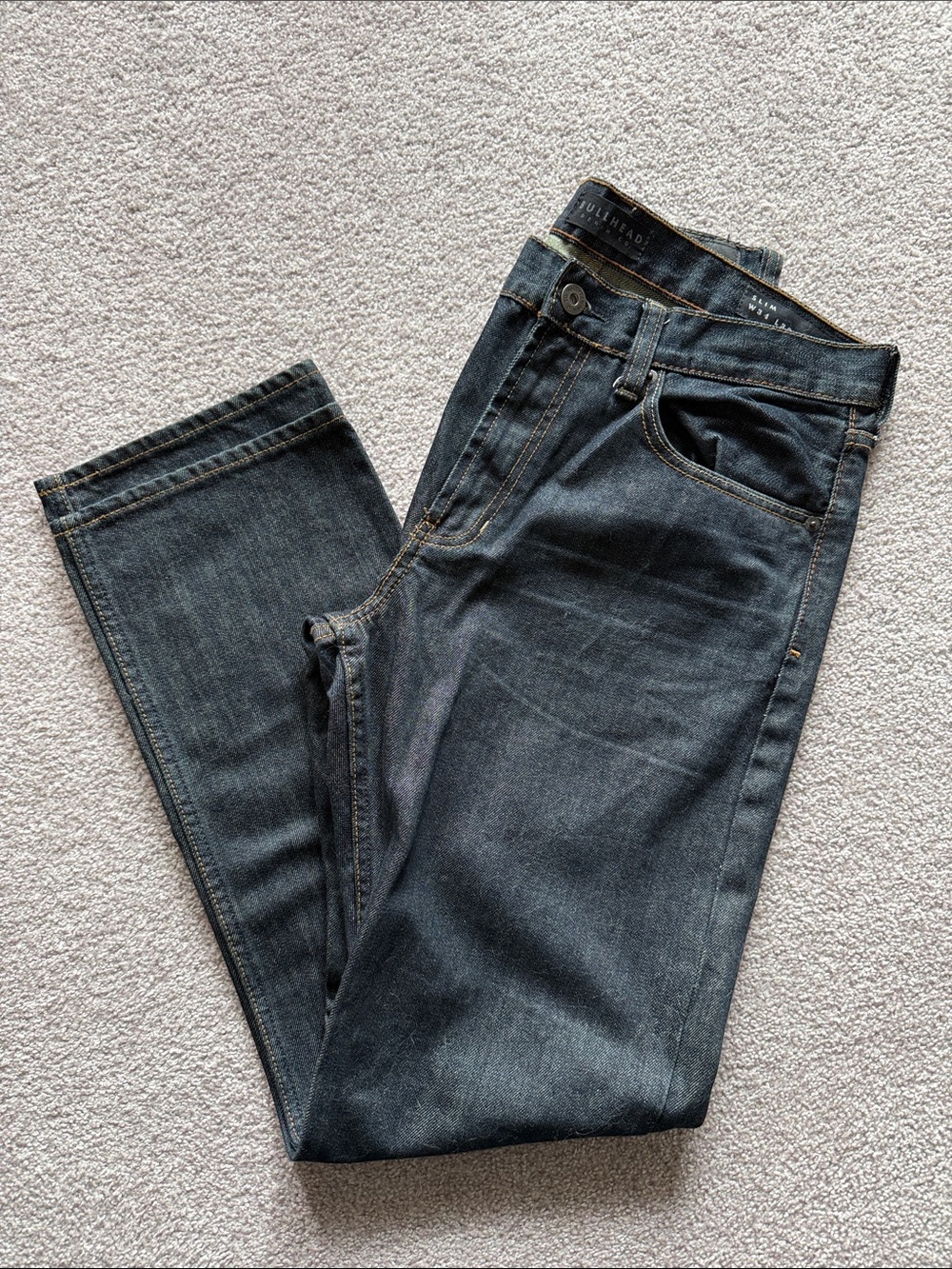 Men’s Bullhead Slim Fit Dark Wash Denim Jeans 34 x 32